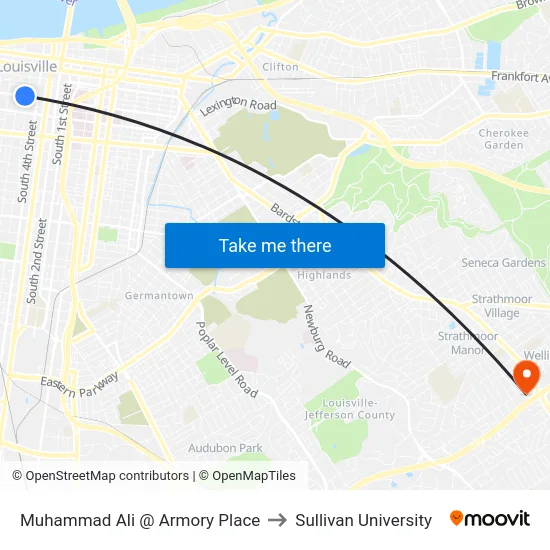 Muhammad Ali @ Armory Place to Sullivan University map