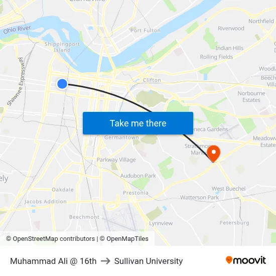 Muhammad Ali @ 16th to Sullivan University map