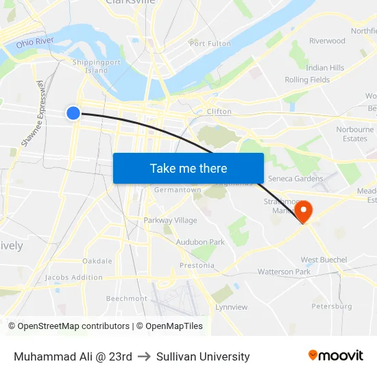 Muhammad Ali @ 23rd to Sullivan University map