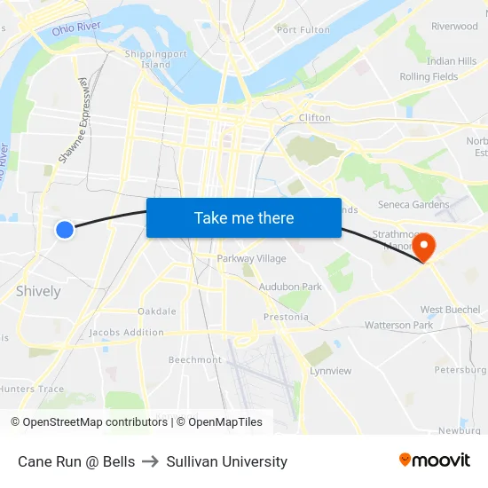Cane Run @ Bells to Sullivan University map