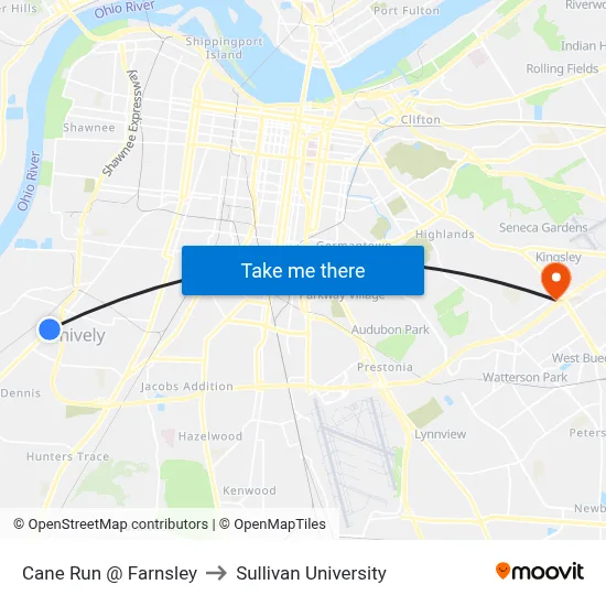 Cane Run @ Farnsley to Sullivan University map
