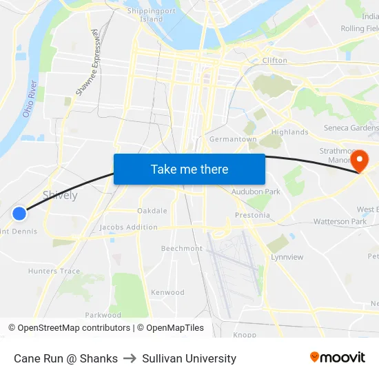 Cane Run @ Shanks to Sullivan University map