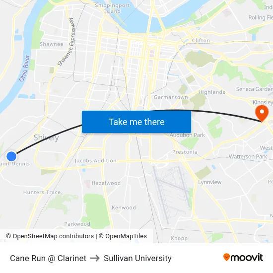 Cane Run @ Clarinet to Sullivan University map