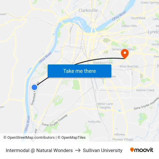 Intermodal @ Natural Wonders to Sullivan University map
