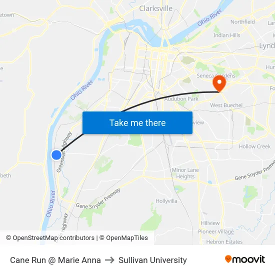 Cane Run @ Marie Anna to Sullivan University map