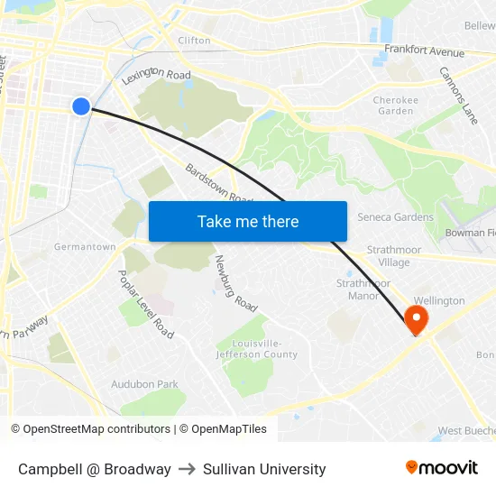 Campbell @ Broadway to Sullivan University map