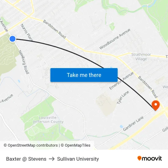 Baxter @ Stevens to Sullivan University map