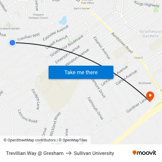 Trevillian Way @ Gresham to Sullivan University map