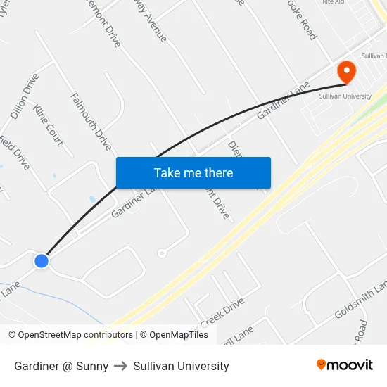 Gardiner @ Sunny to Sullivan University map
