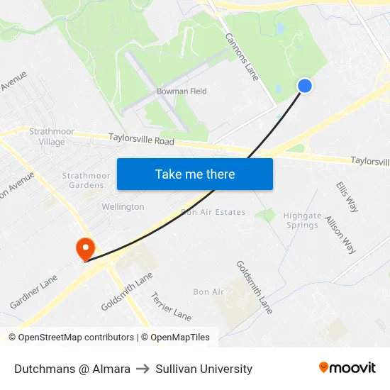 Dutchmans @ Almara to Sullivan University map