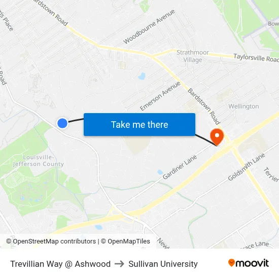 Trevillian Way @ Ashwood to Sullivan University map