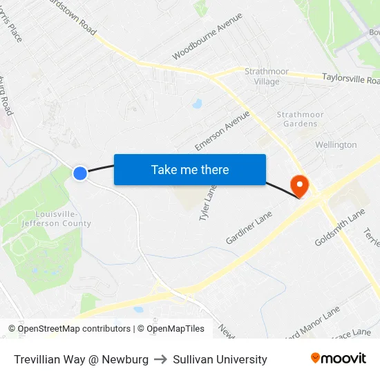 Trevillian Way @ Newburg to Sullivan University map