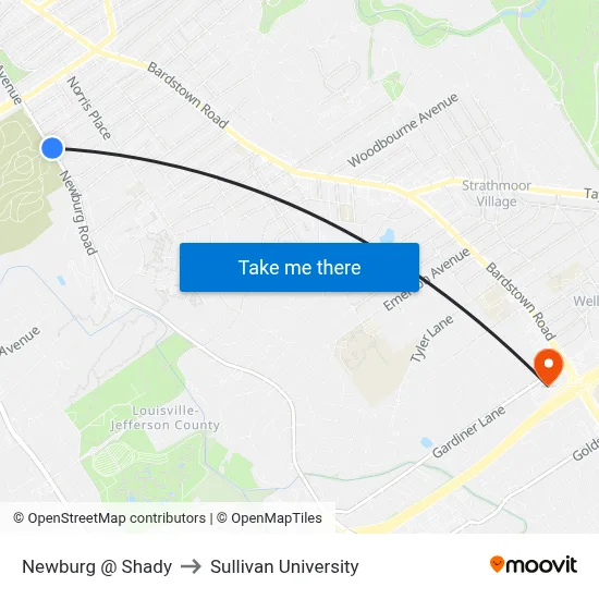 Newburg @ Shady to Sullivan University map