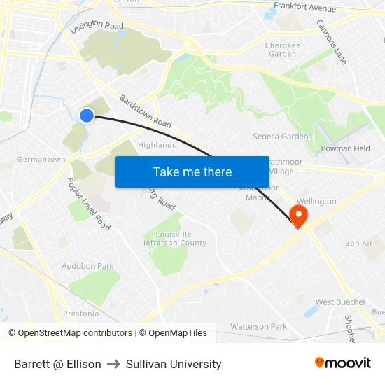 Barrett @ Ellison to Sullivan University map