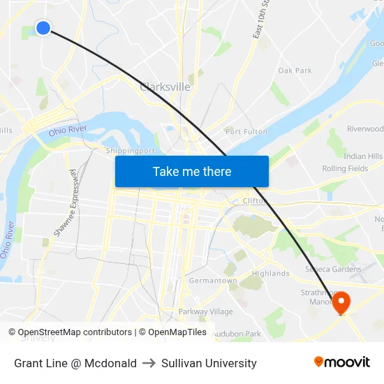 Grant Line @ Mcdonald to Sullivan University map