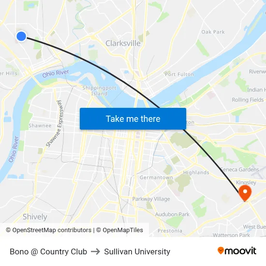 Bono @ Country Club to Sullivan University map
