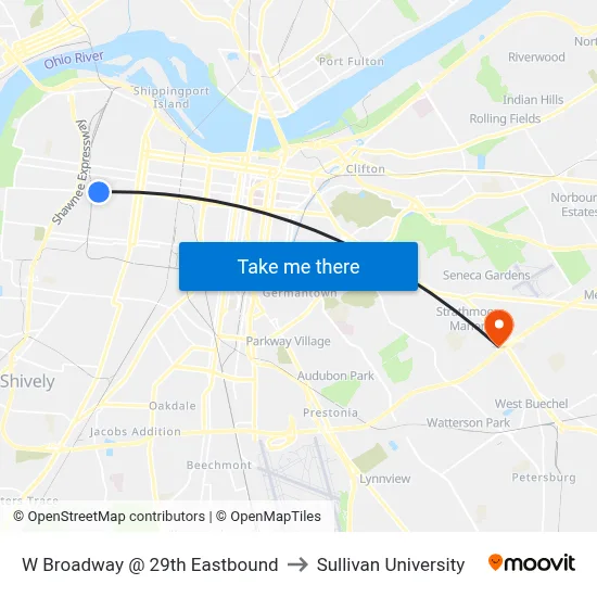 W Broadway @ 29th Eastbound to Sullivan University map