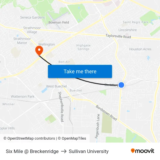 Six Mile @ Breckenridge to Sullivan University map
