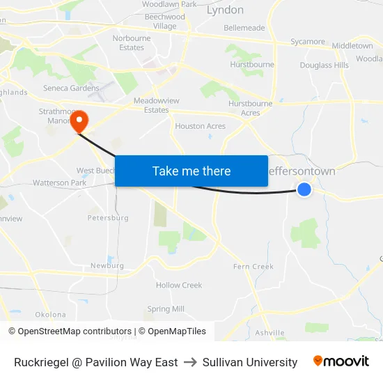 Ruckriegel @ Pavilion Way East to Sullivan University map