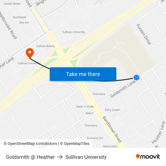 Goldsmith @ Heather to Sullivan University map