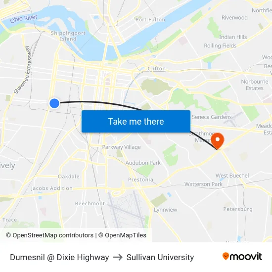 Dumesnil @ Dixie Highway to Sullivan University map