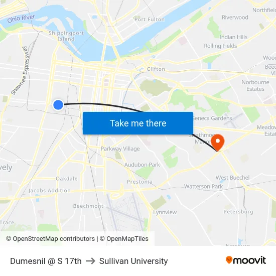 Dumesnil @ S  17th to Sullivan University map