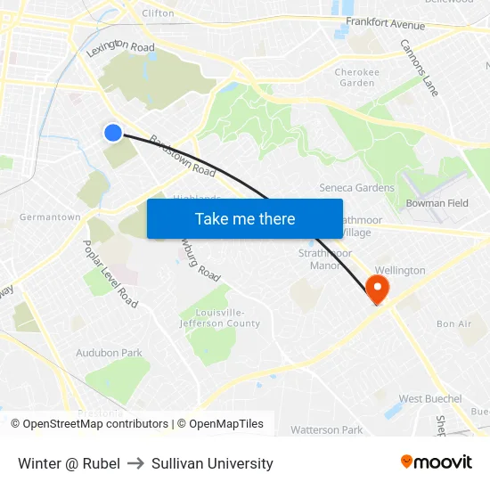 Winter @ Rubel to Sullivan University map