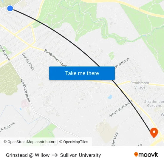 Grinstead @ Willow to Sullivan University map