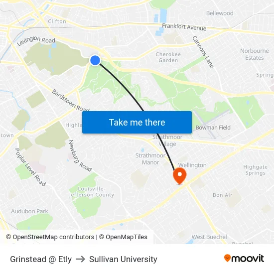 Grinstead @ Etly to Sullivan University map