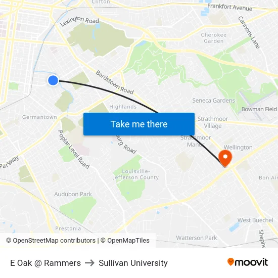 E Oak @ Rammers to Sullivan University map