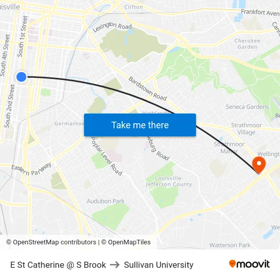 E St Catherine @ S Brook to Sullivan University map