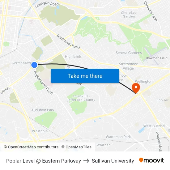 Poplar Level @ Eastern Parkway to Sullivan University map