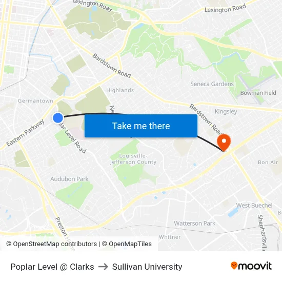Poplar Level @ Clarks to Sullivan University map