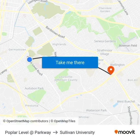 Poplar Level @ Parkway to Sullivan University map