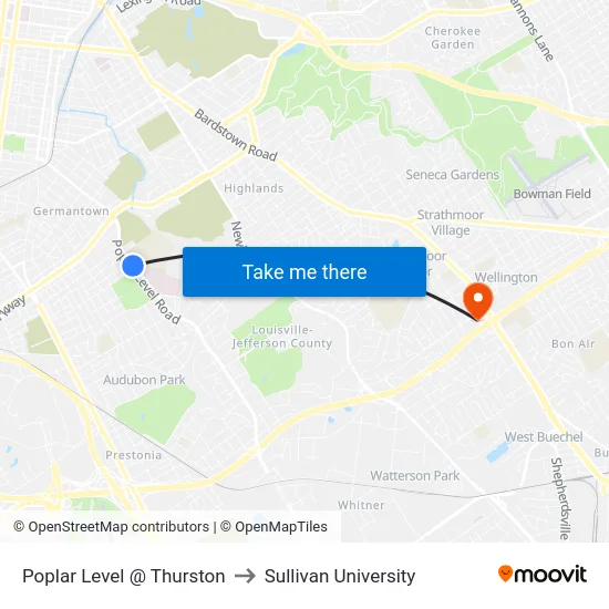 Poplar Level @ Thurston to Sullivan University map