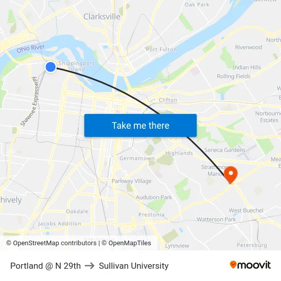 Portland @ N 29th to Sullivan University map