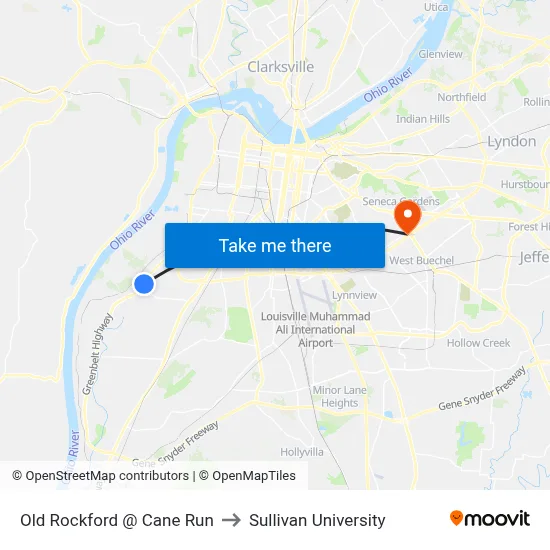 Old Rockford @ Cane Run to Sullivan University map