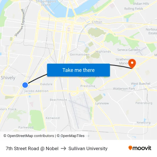 7th Street Road @ Nobel to Sullivan University map