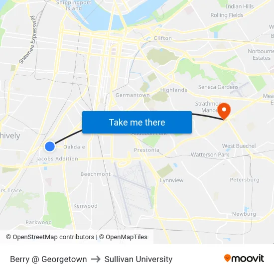 Berry @ Georgetown to Sullivan University map