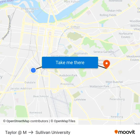 Taylor @ M to Sullivan University map