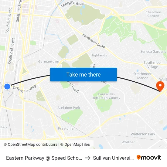 Eastern Parkway @ Speed School to Sullivan University map
