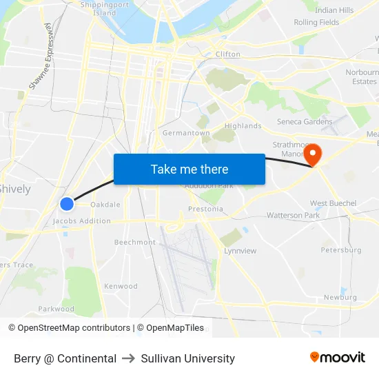 Berry @ Continental to Sullivan University map
