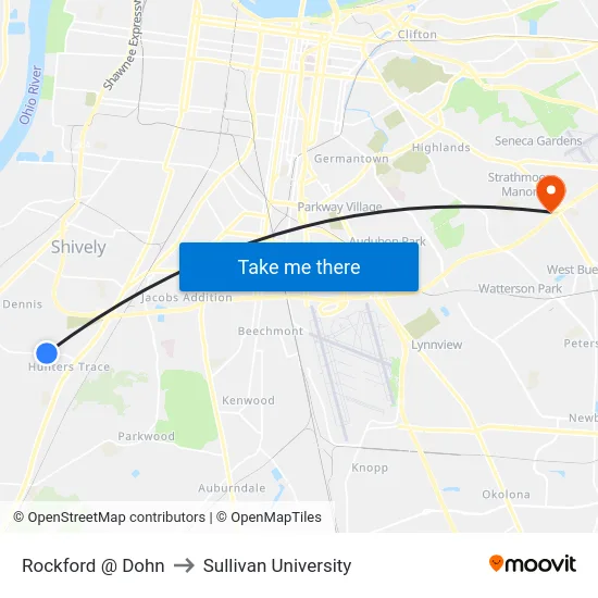 Rockford @ Dohn to Sullivan University map