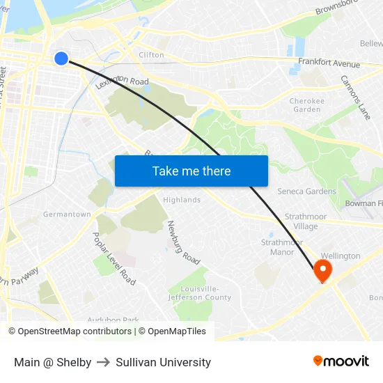 Main @ Shelby to Sullivan University map