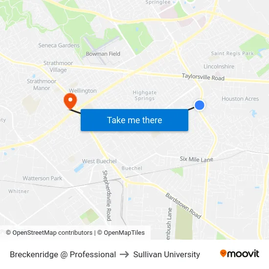 Breckenridge @ Professional to Sullivan University map