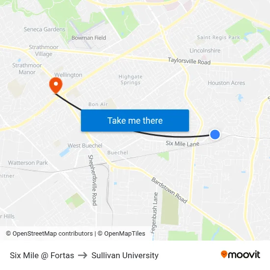 Six Mile @ Fortas to Sullivan University map