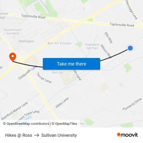 Hikes @ Ross to Sullivan University map
