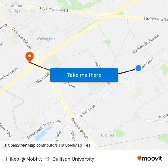Hikes @ Noblitt to Sullivan University map