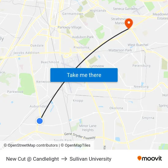 New Cut @ Candlelight to Sullivan University map
