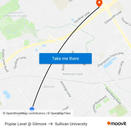 Poplar Level @ Gilmore to Sullivan University map